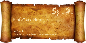 Szőcs Henrik névjegykártya